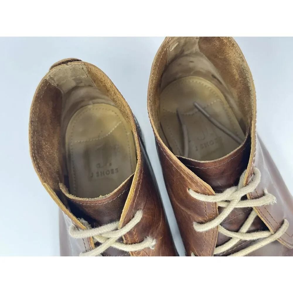 J. Shoes Monarch Brown Leather Lace-Up Plain Toe Shoes Chukka Boots Men's US 9.5